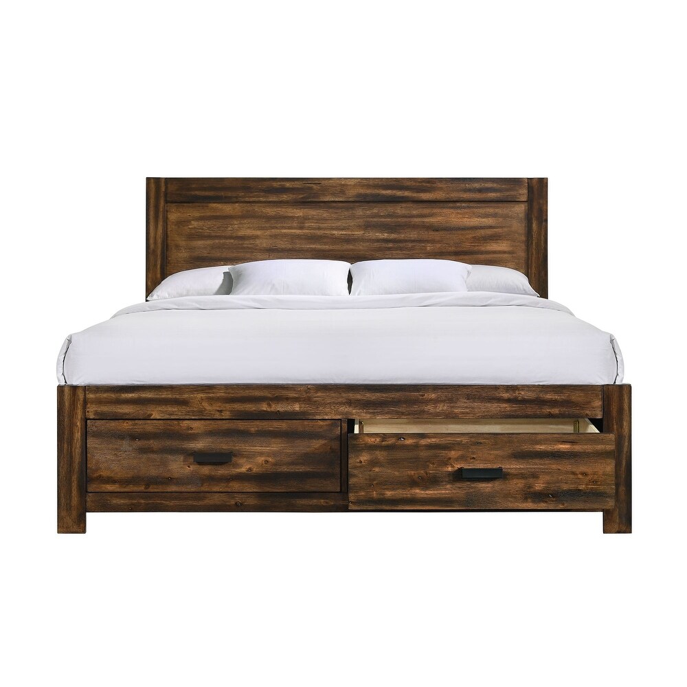 Picket House Furnishings Wren King Platform Storage Bed in Chestnut