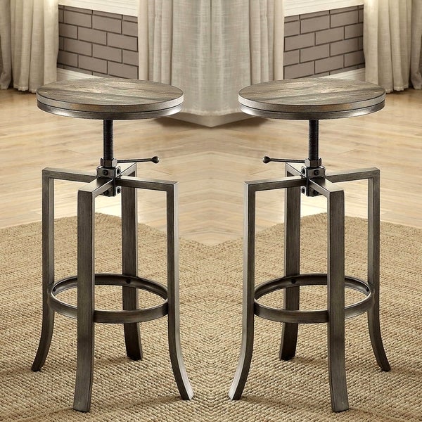 Corkscrew Industrial Design Adjustable Dining Bar Stools (Set of 2)