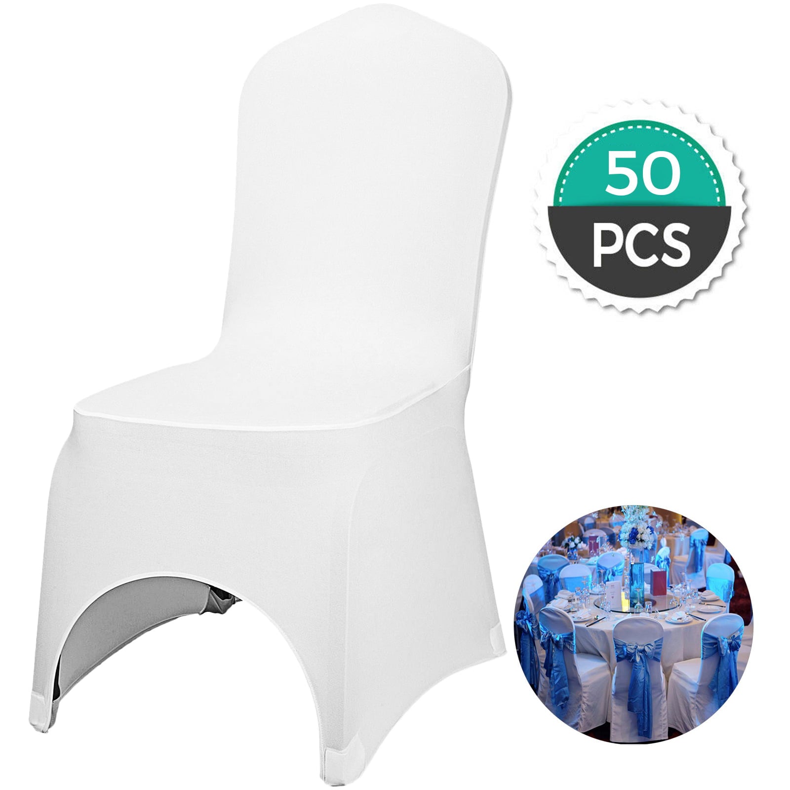 VEVORbrand 50 PCS White Chair Covers Polyester Spandex Chair Cover Stretch Slipcovers for Wedding Party Dining Banquet Chair Decoration Covers