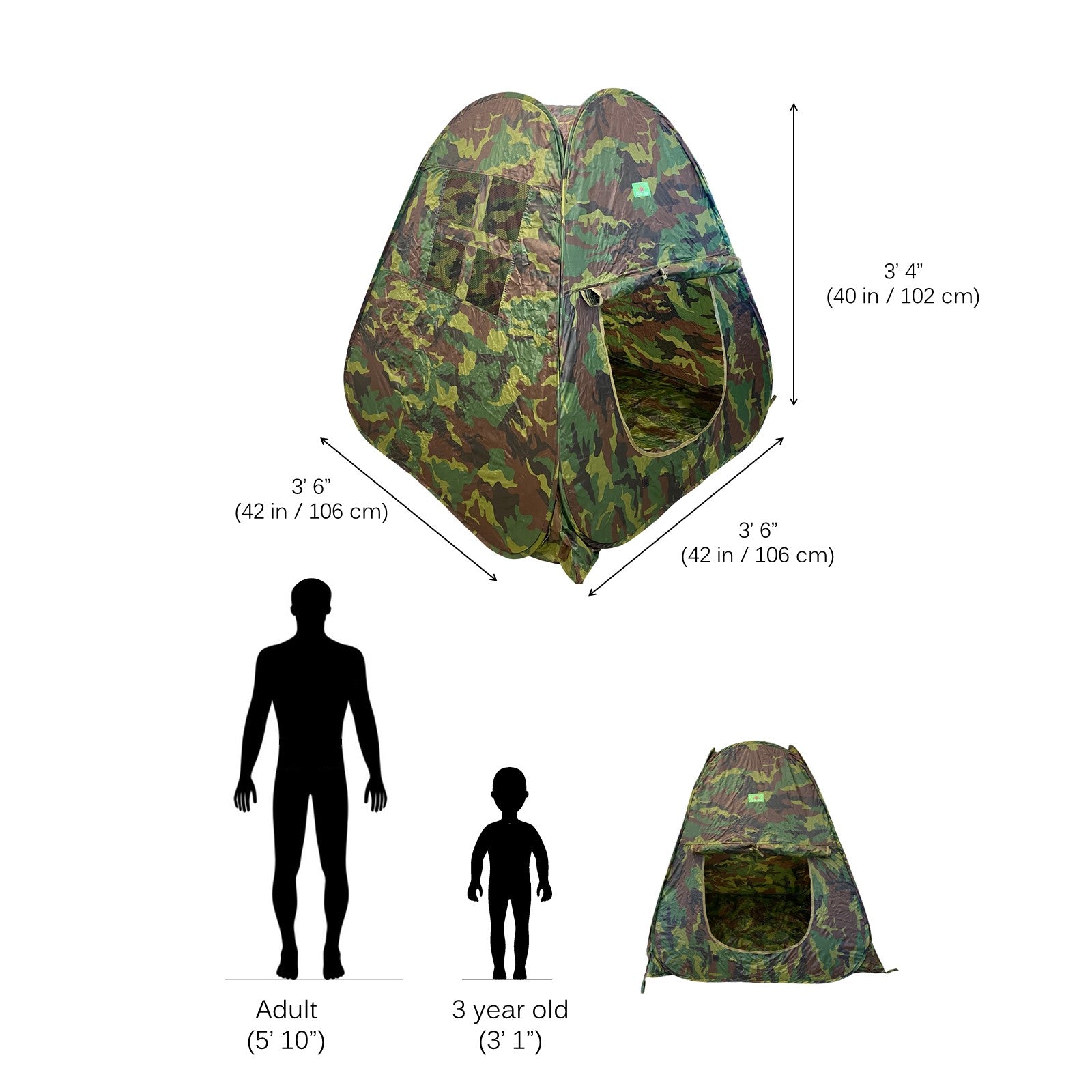 Vokodo Kids Pop Up Tent Folding Camouflage Indoor Outdoor Great Camping Hunting Pretend Play Activity Army Playhouse Tunnel Imagination Creative Learning Toys Perfect For Children Boys Girls Toddlers