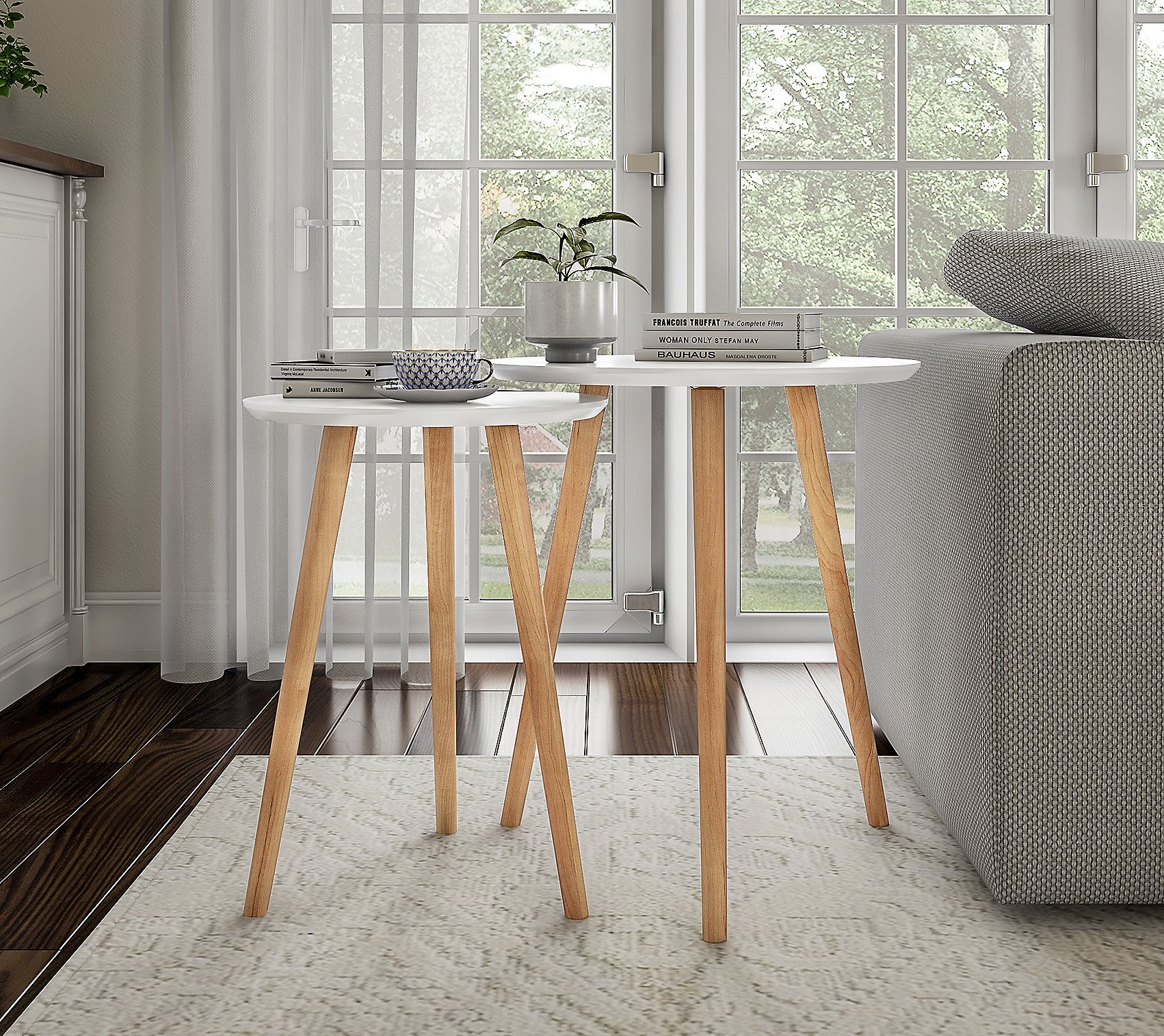 Lavish Home Pair Nesting Accent Tables with Circle Top