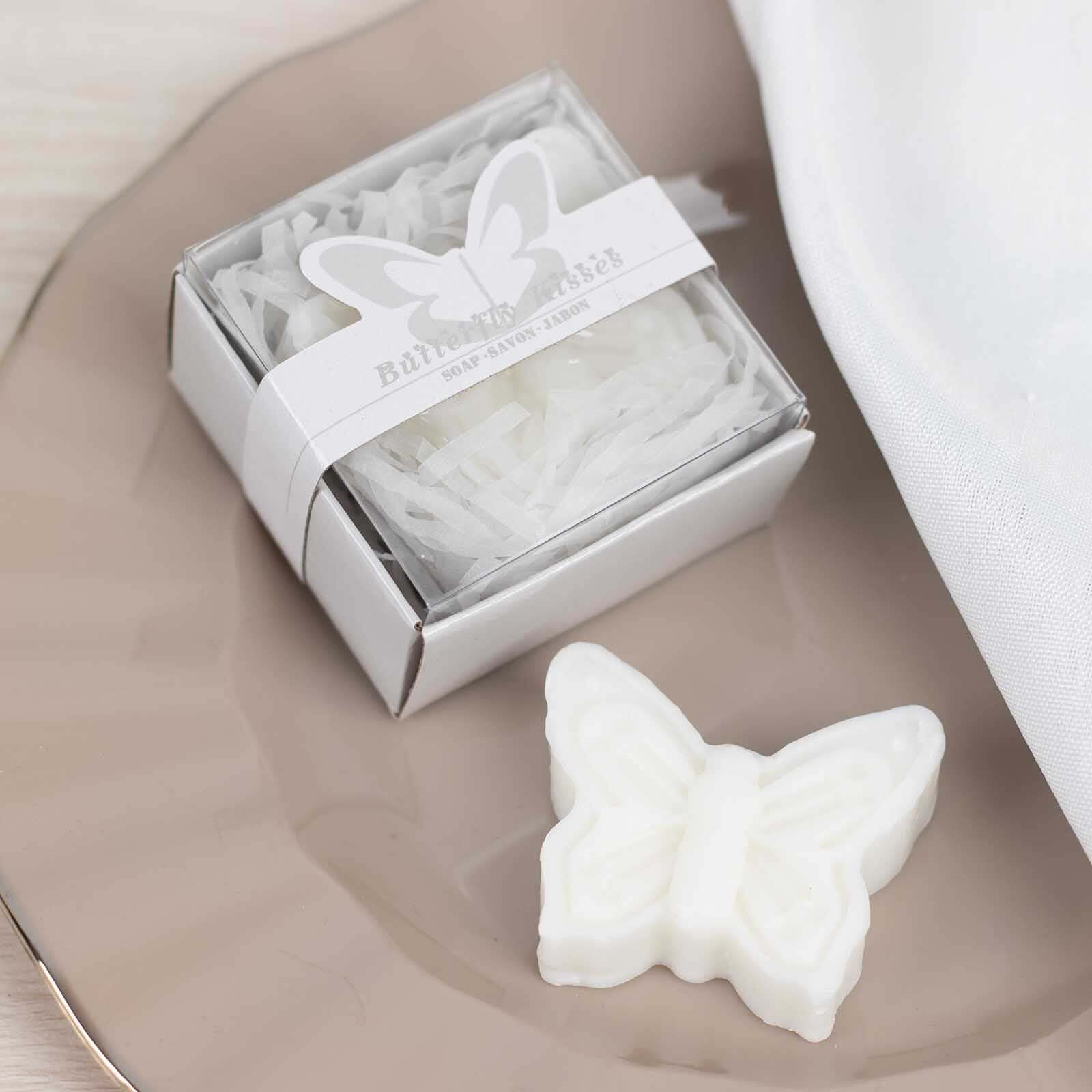 10 Pack White Butterfly Unscented Soap Party Favors with Gift Boxes, Pre-Packed Baby Shower Wedding Souvenirs - 2