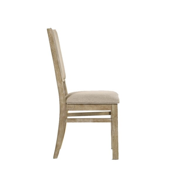 22 Inch Wood Dining Chairs Set of 2， Beige Cushioning， Slatted Low Back