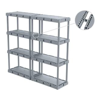 GRACIOUS LIVING Knect-A-Shelf Gray 4-Tier Resin 12 in. x 2 in. x 24 in. Light Duty Storage Shelving System (3-Pack) 3 x 91081-1C