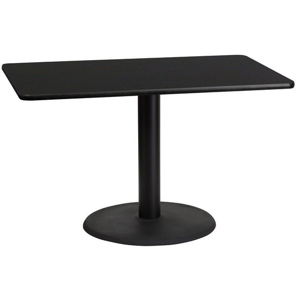 30'' x 48'' Rectangular Laminate Table Top with 24'' Round Table Height Base - 30