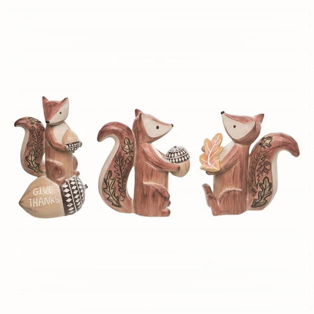 Transpac Resin Multicolored Harvest Elegant Fox Figurines Set Of 3