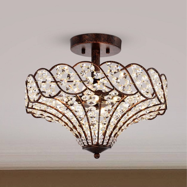 X 16 quot X 13 quot Maica 4 Light Abstract Crystal And Metal Semi Flush Mount Brown Warehouse Of 