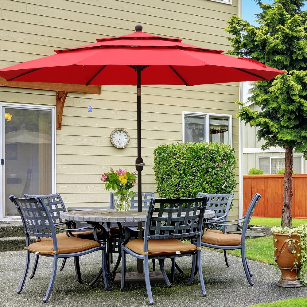 Aoodor Patio Umbrella 10 ft. for Dining Table Outdoor Market Yard Use 3 Tier Ventilation (Umbrella only)