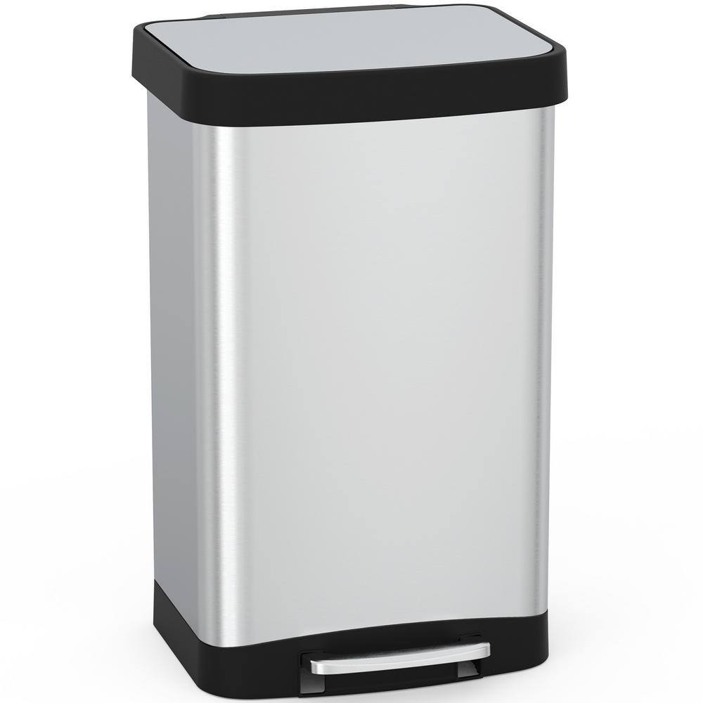 Innovaze 14.53 Gal.55 L Stainless Steel Rectangular Liner Rim Step-on Trash Can MGCS-AS2001