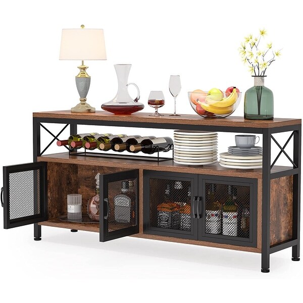 Narrow Long Console Table with Doors， Large 3-Tier Sofa Table - 58.27