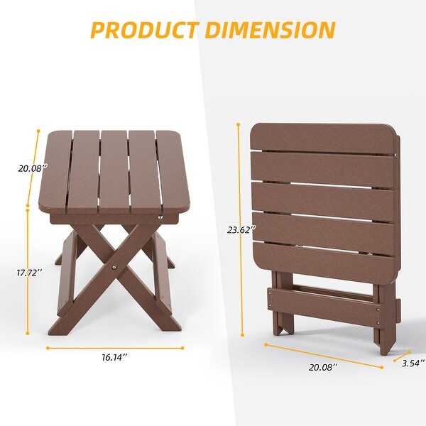 Outdoor Adirondack Foldable Side Table，Patio End Table for Poolside Garden，Weather Resistant Coffee Table