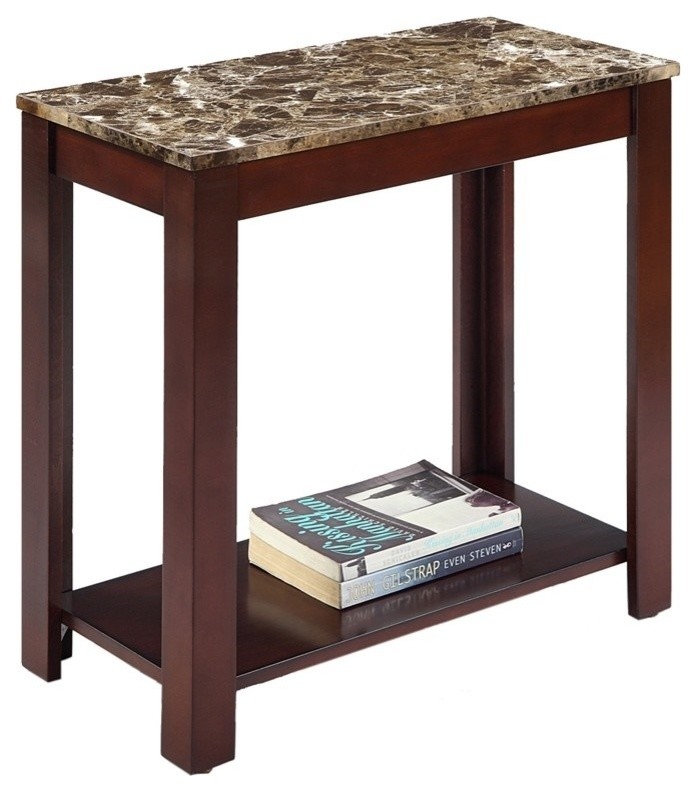 24 quotTraditional Dark Cherry With Marble Print Style Side/End Table   Transitional   Side Tables And End Tables   by VirVentures  Houzz