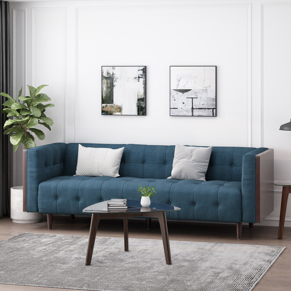 Croton Contemporary Tufted 3 Seater Sofa   Midcentury   Sofas   by GDFStudio  Houzz