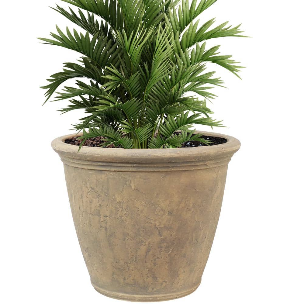 Sunnydaze 24 in. Beige Anjelica Poly Single Flower Pot Planter DG-851