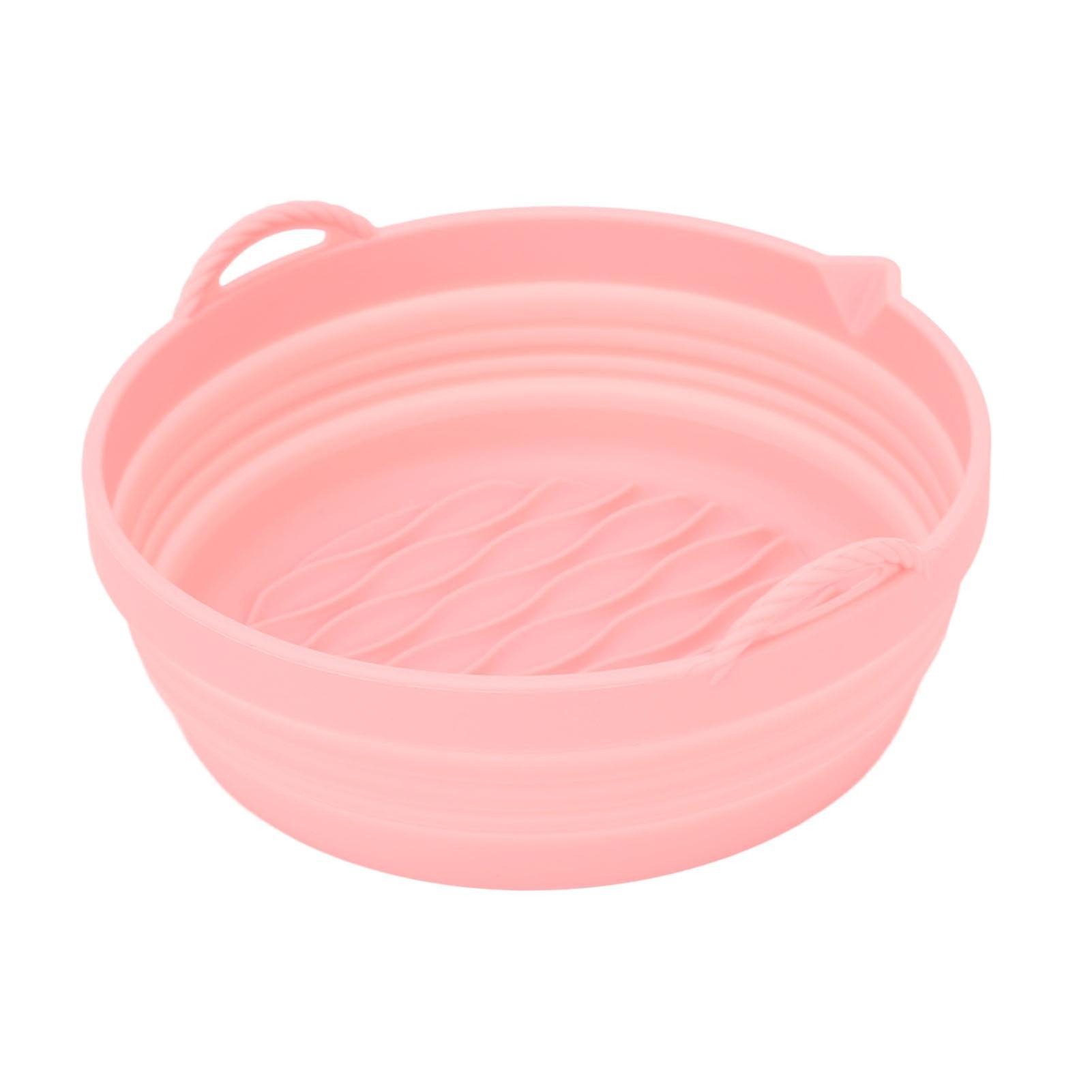 Silicone Air Cooker Pot Round Foldable Fryer Liner Tray Replacement for Kitchen Cooking Accessories Pink