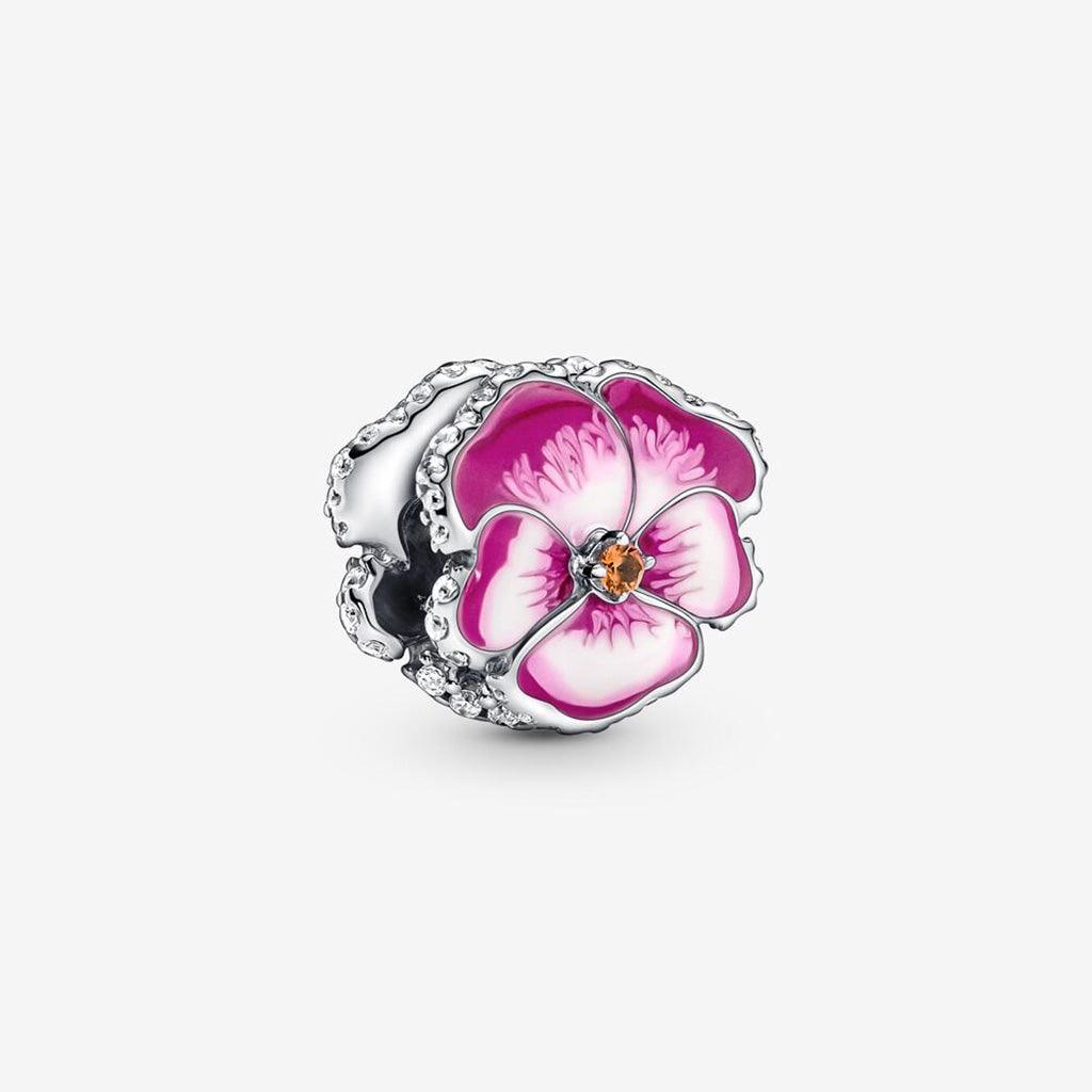 PANDORA  Pink Pansy Flower Charm