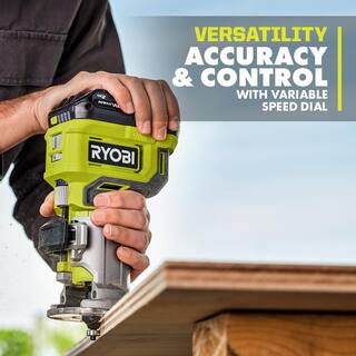 RYOBI ONE+ 18V Cordless Compact Fixed Base Router (Tool Only) with 24-Piece Router Bit Set PCL424B-A252401