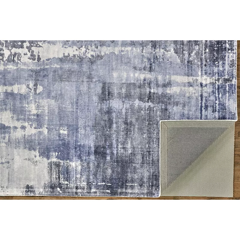 Weave and Wander Cashel Blue Abstract Watercolor Area Rug