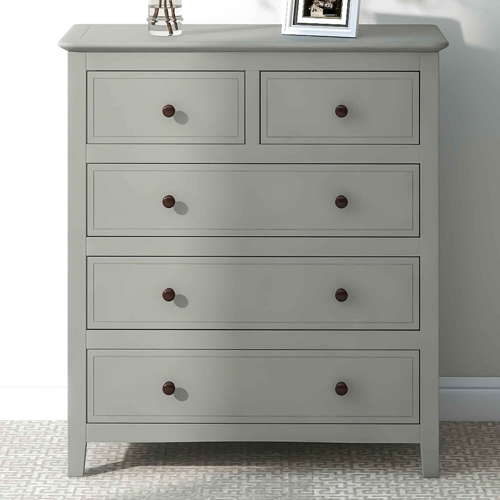 5 Drawers Solid Wood Chest for Living Room Bedroom