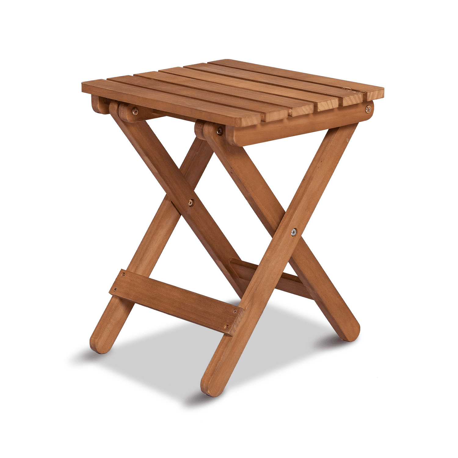 Magshion Foldable Wood Stool Folding Portable Step Foot Rest Stool for Bathroom Balcony Garden Kitchen, Brown