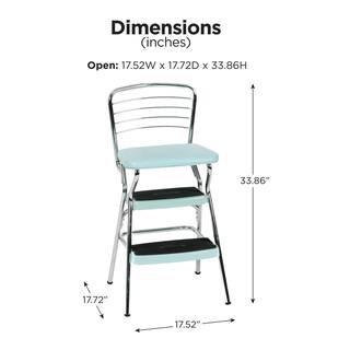 Cosco 2-Step 3 ft. Steel Retro Step Stool with 225 lb. Load Capacity in Teal 11140TEA1E