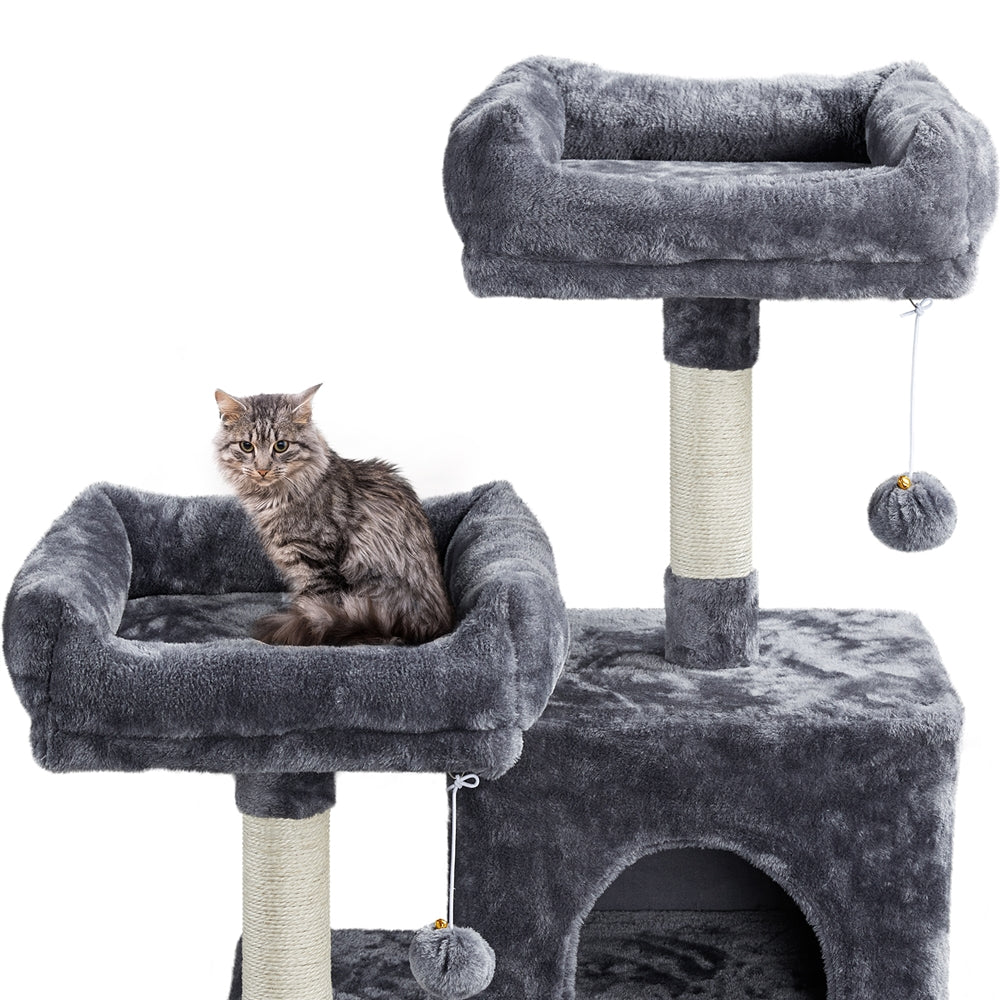 YaheeTech 59-in Cat Tree and Condo Scratching Post Tower， Dark Gray