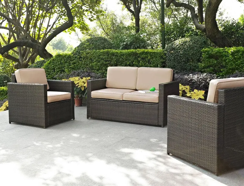 Palm Harbor Sand and Wicker 3 pc Patio Furniture Set