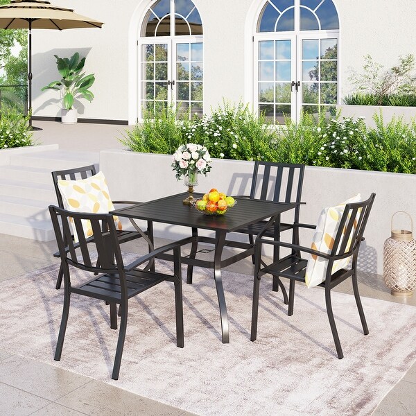 5piece Outdoor Ecoated Patio Dining Set with Stackable Chairs