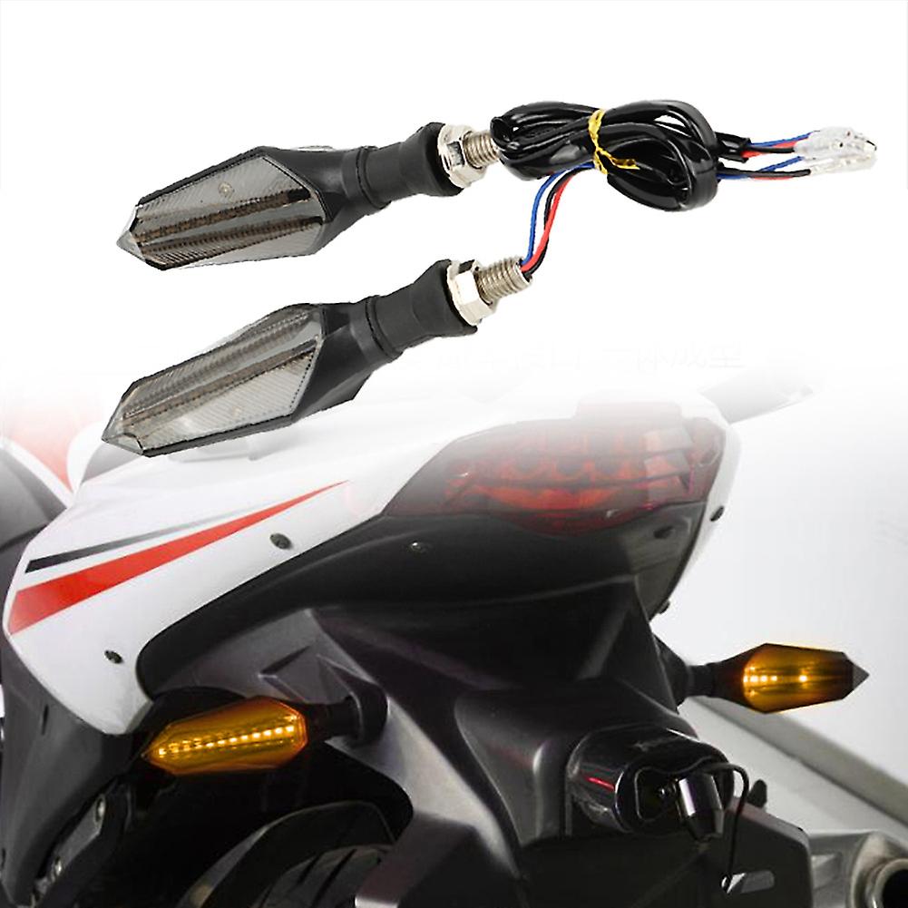 2pcs Double-sided Motorcycle Led Flowing Water Turn Signal Light Indicator Lamp (yellow)