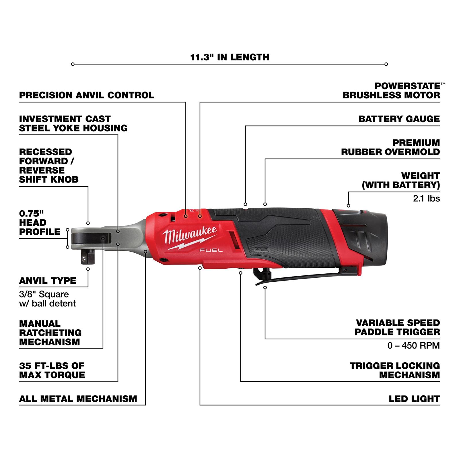 Milwaukee Tool 2567-22 Milwaukee M12 FUEL Cordless Lithium-Ion High-Speed Ratchets