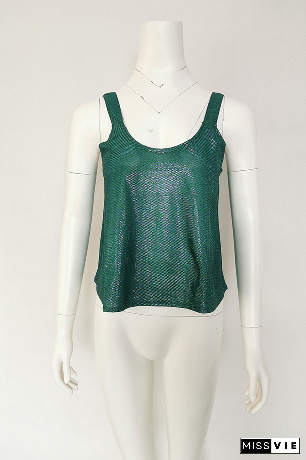 Sequin Glitter Sleeveless Plain Tank Top