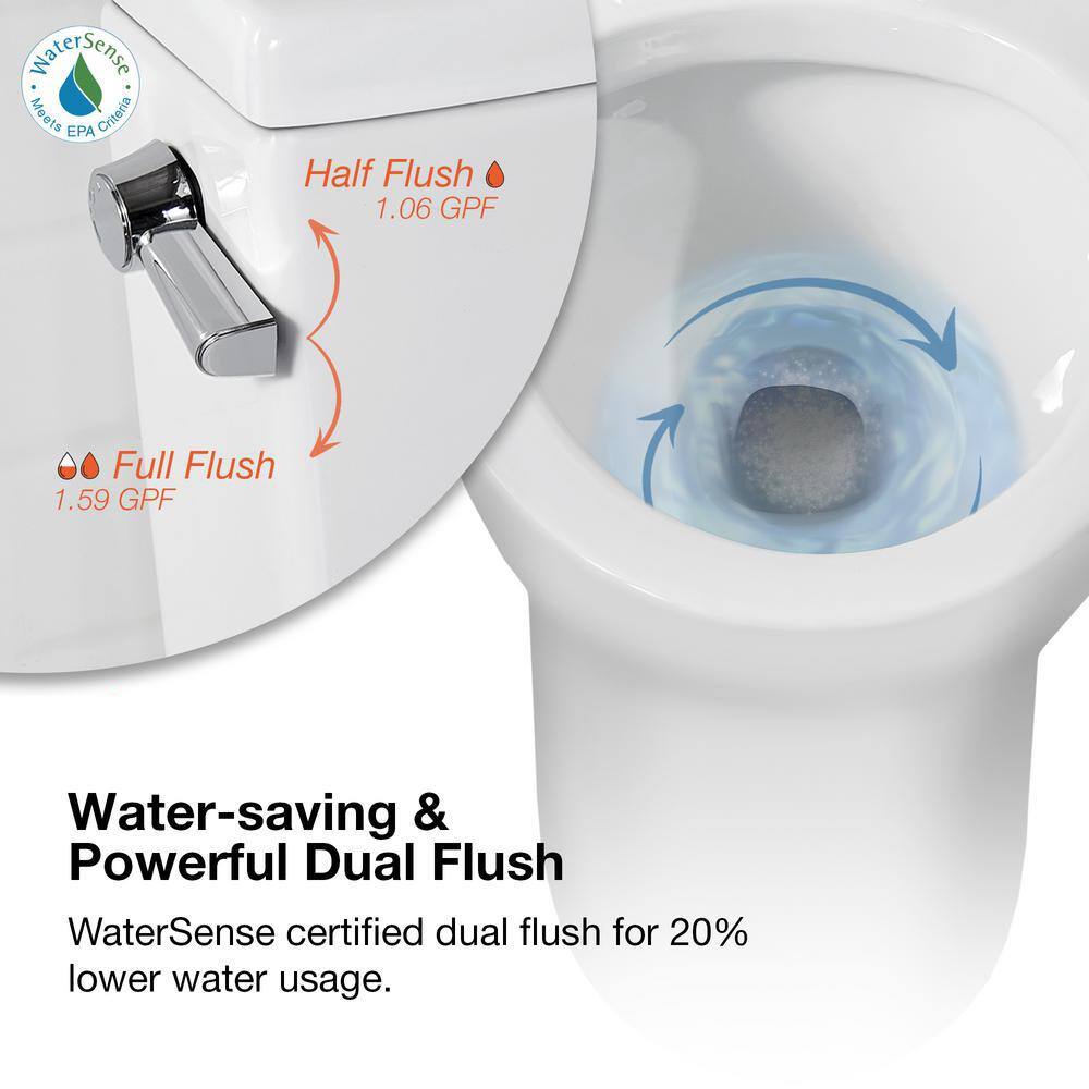 Glacier Bay Caspian 2-Piece 1.11.6 GPF Dual Flush Elongated Toilet in White Seat Included GBTO201