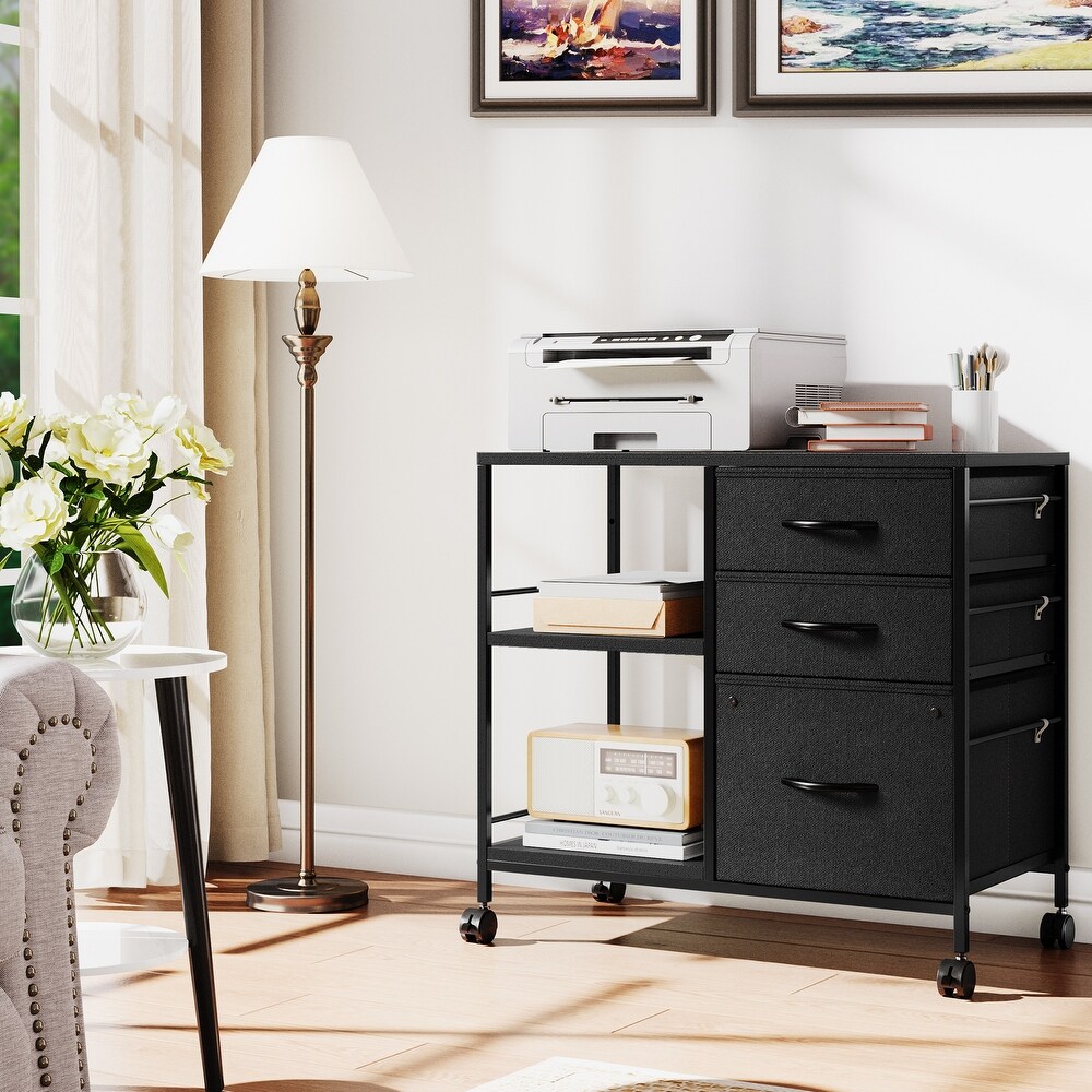 Modern 3 Drawer File Cabinet with 3 Shelves