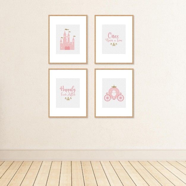 Big Dot Of Happiness Little Princess Crown Unframed Pink amp Gold Castle Nursery And Kids Room Linen Paper Wall Art Set Of 4 Artisms 8 X 10 Inches