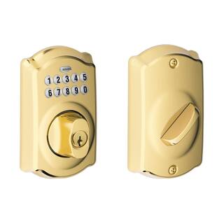 Schlage Camelot Bright Brass Electronic Keypad Deadbolt BE365 CAM 505 605