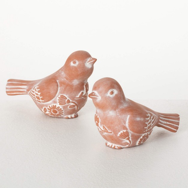 Terracotta Bird Figurine Set Of 2