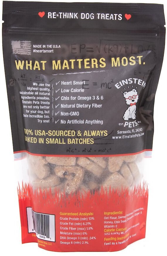 Einstein Pets Wheat-Free Real Sweet Potatoes， Cranberries and Chia Natural Oven Baked Dog Treats， 8-oz bag