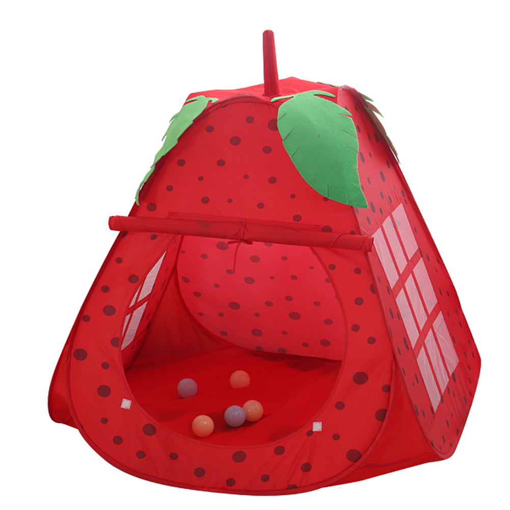 NUOLUX Children Strawberry Tent Portable Kids Game House Indoor Castle Foldable Tent Ocean Ball Pool