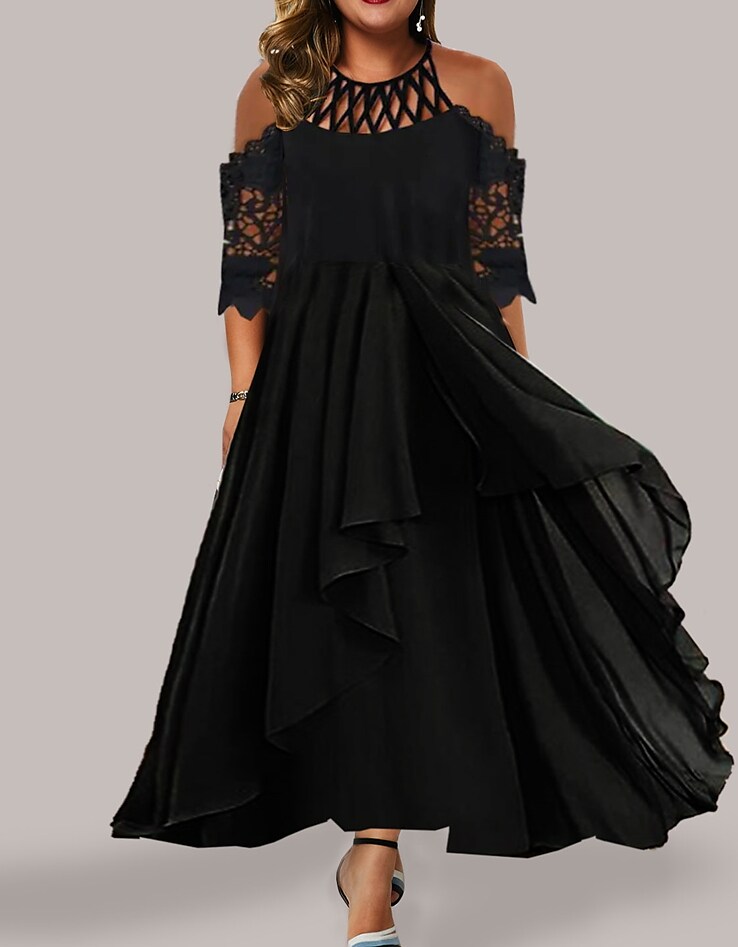 Women's Plus Size A Line Dress Solid Color