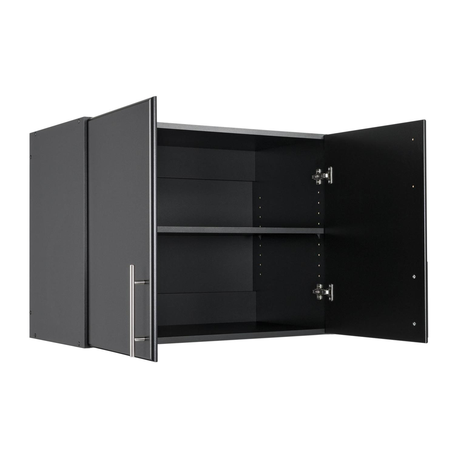 Prepac 1-Shelf Stackable Wall Cabinet， Black