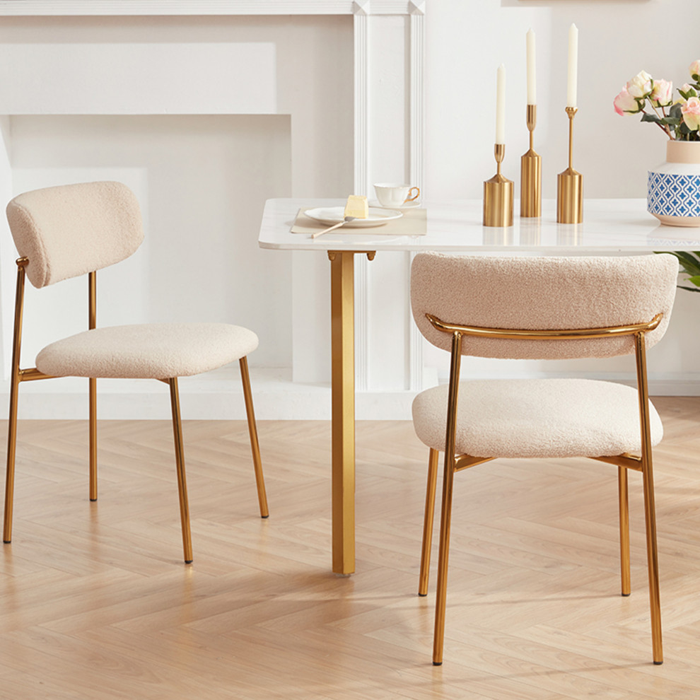 Set of 2 Sherpa Golden Frame Side Chairs   Midcentury   Dining Chairs   by Duhome inc  Houzz