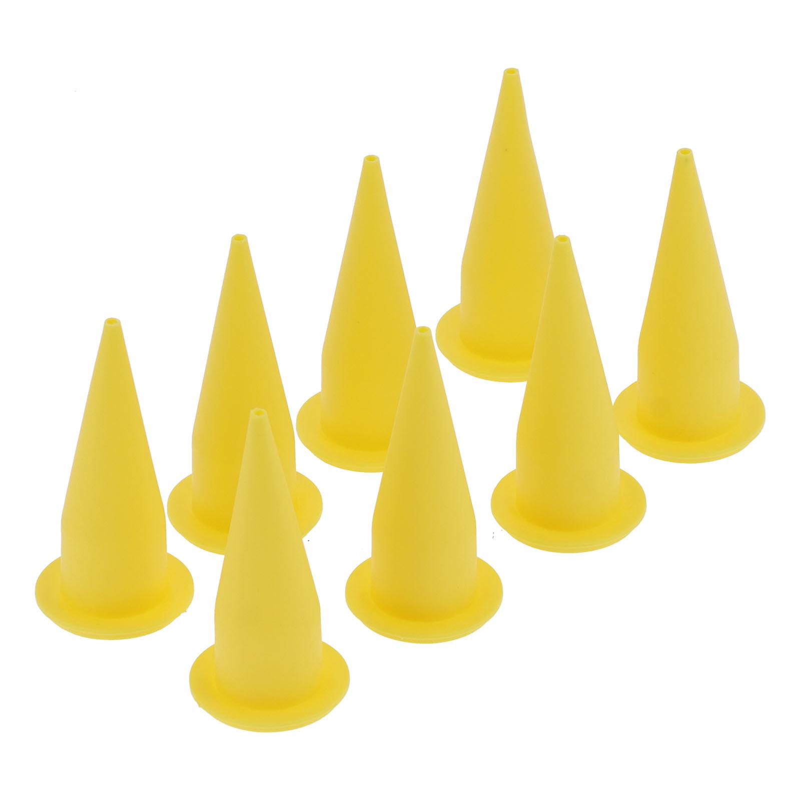 8pcs Cone Nozzle Pe Plastic Reusable Yellow Corrosion Resistance For Glass Cement