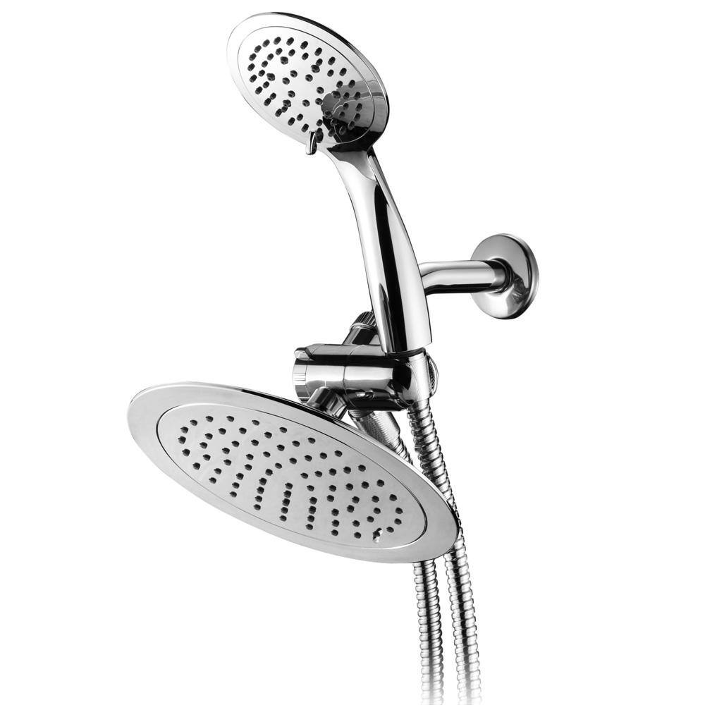 5-spray 8 in. Dual Shower Head and Handheld Shower Head with Waterfall in chrome 21442