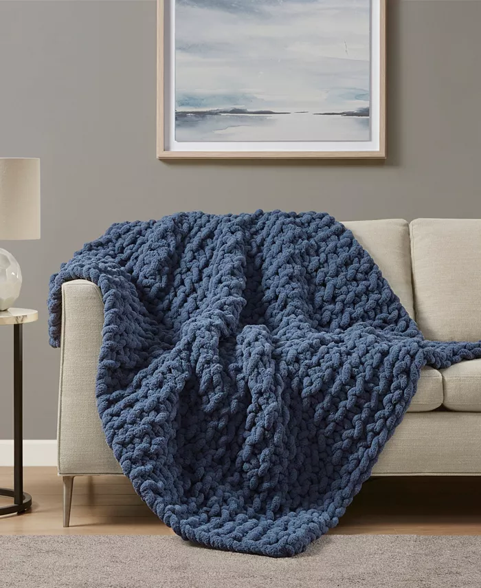 Madison Park Chunky-Knit Chenille Throw， 50