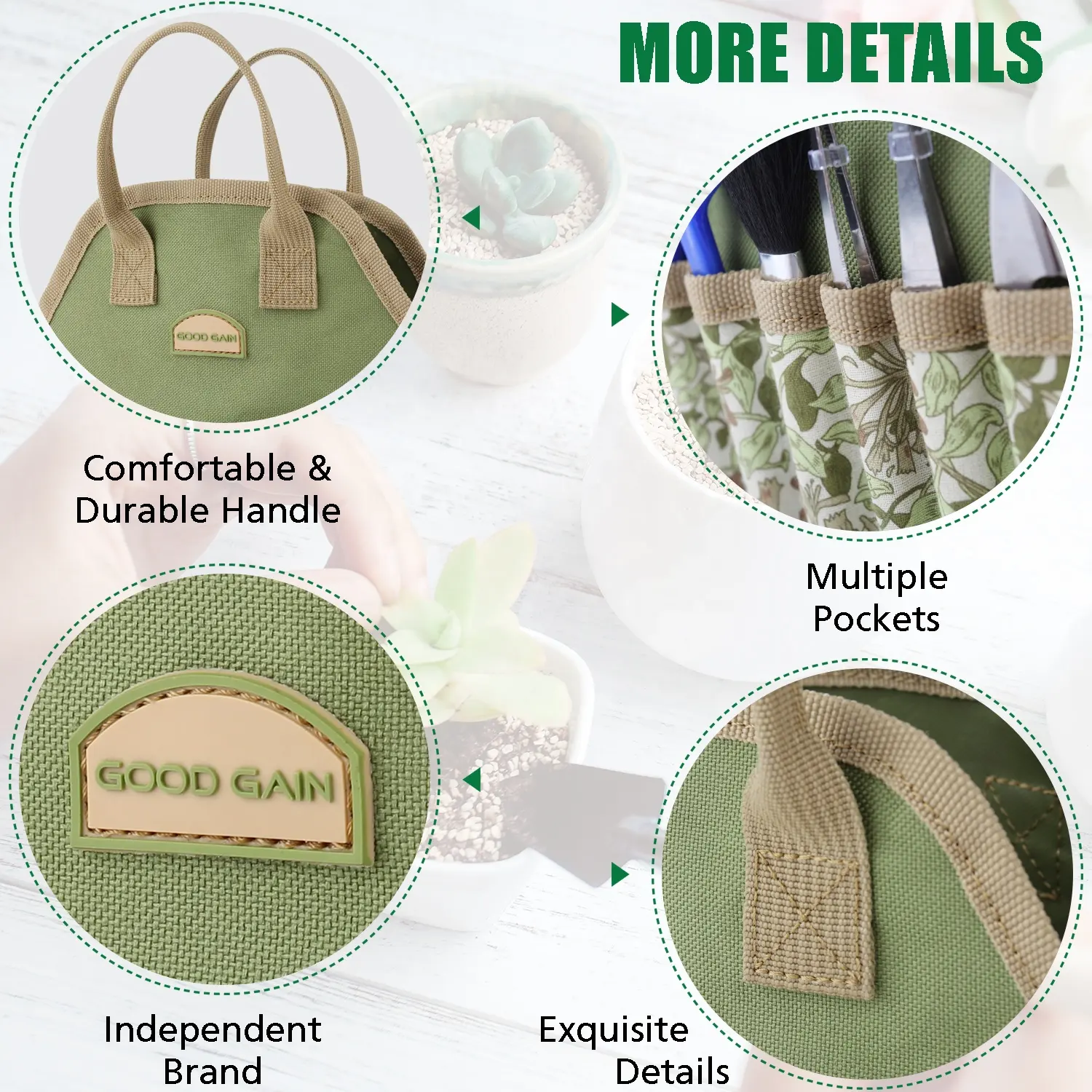 Garden Succulent Kit with Organizer Bag  Indoor Mini Hand Gardening Tool Set  14 Pieces Tools for garden