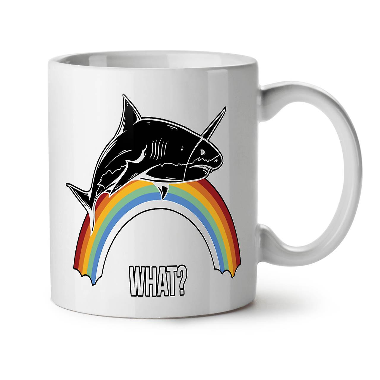 Shark Rainbow Cool NEW White Tea Coffee Ceramic Mug 11 oz | Wellcoda