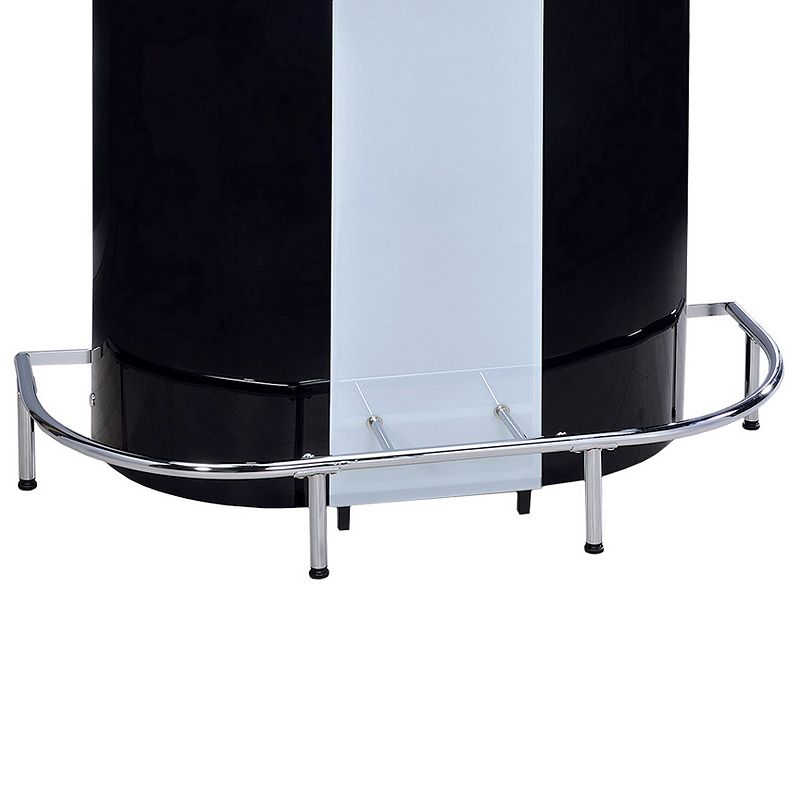 Contemporary Bar Unit with Frosted Glass Top， White And Black