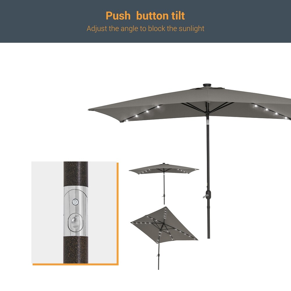 BONOSUKI Outdoor 10 x 6.5ft LED Umbrella Patio Market Table Umbrella