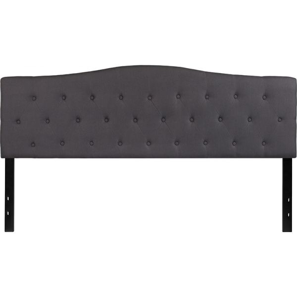 Cambridge Tufted Upholstered King Size Headboard in Dark Gray Fabric