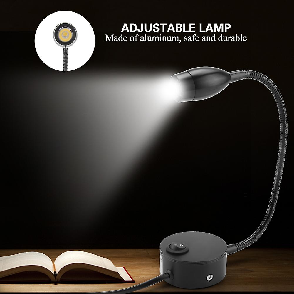 Black Durable Adjustable Bedside Led Light Lamp For Hotel Bedroom 50~240v(us Plug)